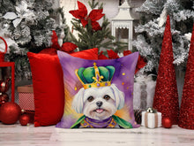 Load image into Gallery viewer, Maltese King of Mardi Gras Throw Pillow - 14x14 Decorative Pillow – Art for Your Home &amp; Patio