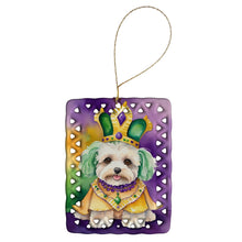 Load image into Gallery viewer, Maltipoo King of Mardi Gras Porcelain Ornament