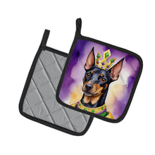 Load image into Gallery viewer, Manchester Terrier King of Mardi Gras Pot Holders - Set of 2 Decorative Kitchen Helpers | Made in the USA