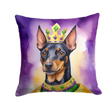 Load image into Gallery viewer, Manchester Terrier King of Mardi Gras Throw Pillow - 14x14 Decorative Pillow – Art for Your Home &amp; Patio
