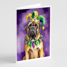 Load image into Gallery viewer, Mastiff King of Mardi Gras Greeting Cards - Blank Note Cards – 8-Pack of Artist-Designed Cards with Envelopes