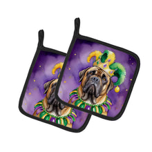 Load image into Gallery viewer, Mastiff King of Mardi Gras Pot Holders - Set of 2 Decorative Kitchen Helpers | Made in the USA