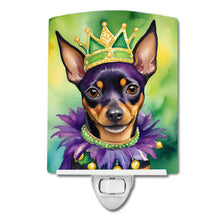 Load image into Gallery viewer, Miniature Pinscher King of Mardi Gras Ceramic Night Light