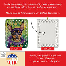 Load image into Gallery viewer, Miniature Pinscher King of Mardi Gras Porcelain Ornament
