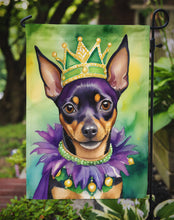 Load image into Gallery viewer, Miniature Pinscher King of Mardi Gras Garden Flag - Vibrant Dog-Themed Yard Decor by Caroline's Treasures