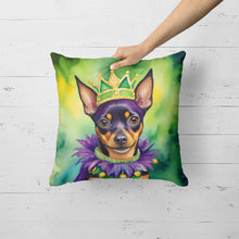 Load image into Gallery viewer, Miniature Pinscher King of Mardi Gras Throw Pillow