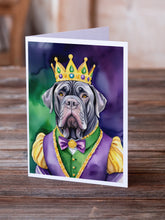 Load image into Gallery viewer, Neapolitan Mastiff King of Mardi Gras Greeting Cards - Blank Note Cards – 8-Pack of Artist-Designed Cards with Envelopes