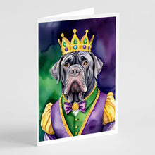 Load image into Gallery viewer, Neapolitan Mastiff King of Mardi Gras Greeting Cards - Blank Note Cards – 8-Pack of Artist-Designed Cards with Envelopes