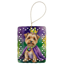 Load image into Gallery viewer, Norfolk Terrier King of Mardi Gras Porcelain Ornament