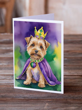 Load image into Gallery viewer, Norfolk Terrier King of Mardi Gras Greeting Cards - Blank Note Cards – 8-Pack of Artist-Designed Cards with Envelopes