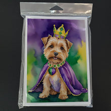 Load image into Gallery viewer, Norfolk Terrier King of Mardi Gras Greeting Cards - Blank Note Cards – 8-Pack of Artist-Designed Cards with Envelopes