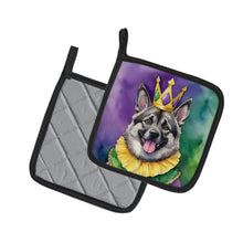 Load image into Gallery viewer, Norwegian Elkhound King of Mardi Gras Pot Holders - Set of 2 Decorative Kitchen Helpers | Made in the USA