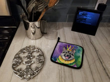 Load image into Gallery viewer, Norwegian Elkhound King of Mardi Gras Pot Holders - Set of 2 Decorative Kitchen Helpers | Made in the USA