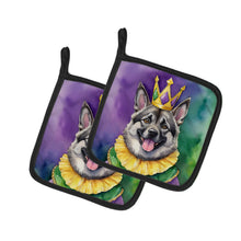 Load image into Gallery viewer, Norwegian Elkhound King of Mardi Gras Pot Holders - Set of 2 Decorative Kitchen Helpers | Made in the USA