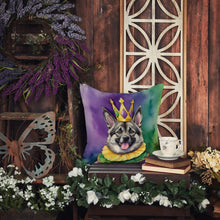 Load image into Gallery viewer, Norwegian Elkhound King of Mardi Gras Throw Pillow - 14x14 Decorative Pillow – Art for Your Home &amp; Patio