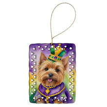 Load image into Gallery viewer, Norwich Terrier King of Mardi Gras Porcelain Ornament