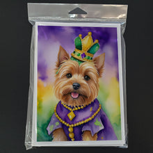 Load image into Gallery viewer, Norwich Terrier King of Mardi Gras Greeting Cards - Blank Note Cards – 8-Pack of Artist-Designed Cards with Envelopes