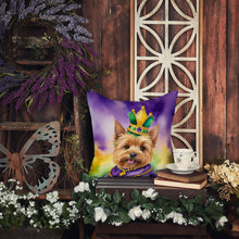 Load image into Gallery viewer, Norwich Terrier King of Mardi Gras Throw Pillow - 14x14 Decorative Pillow – Art for Your Home &amp; Patio