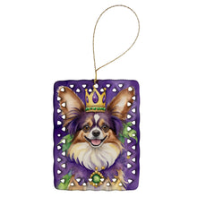 Load image into Gallery viewer, Papillon King of Mardi Gras Porcelain Ornament
