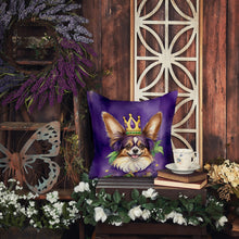 Load image into Gallery viewer, Papillon King of Mardi Gras Throw Pillow - 14x14 Decorative Pillow – Art for Your Home &amp; Patio