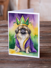 Load image into Gallery viewer, Pekingese King of Mardi Gras Greeting Cards - Blank Note Cards – 8-Pack of Artist-Designed Cards with Envelopes