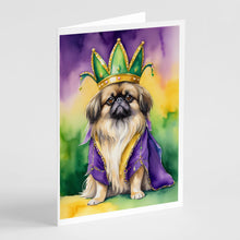 Load image into Gallery viewer, Pekingese King of Mardi Gras Greeting Cards - Blank Note Cards – 8-Pack of Artist-Designed Cards with Envelopes
