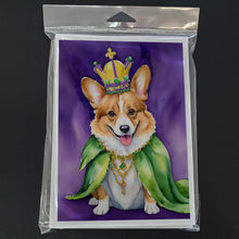 Load image into Gallery viewer, Corgi King of Mardi Gras Greeting Cards - Blank Note Cards – 8-Pack of Artist-Designed Cards with Envelopes
