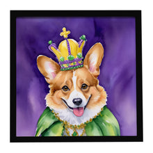 Load image into Gallery viewer, Corgi King of Mardi Gras Framed Metal Print