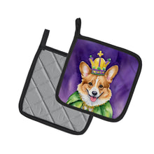 Load image into Gallery viewer, Corgi King of Mardi Gras Pot Holders - Set of 2 Decorative Kitchen Helpers | Made in the USA