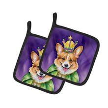 Load image into Gallery viewer, Corgi King of Mardi Gras Pot Holders - Set of 2 Decorative Kitchen Helpers | Made in the USA