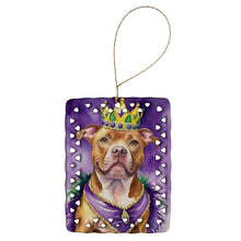 Load image into Gallery viewer, Pit Bull Terrier King of Mardi Gras Porcelain Ornament