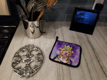 Load image into Gallery viewer, Pit Bull Terrier King of Mardi Gras Pot Holders - Set of 2 Decorative Kitchen Helpers | Made in the USA