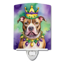 Load image into Gallery viewer, Pit Bull Terrier King of Mardi Gras Ceramic Night Light