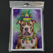 Load image into Gallery viewer, Pit Bull Terrier King of Mardi Gras Greeting Cards - Blank Note Cards – 8-Pack of Artist-Designed Cards with Envelopes