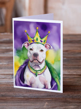 Load image into Gallery viewer, Pit Bull Terrier King of Mardi Gras Greeting Cards - Blank Note Cards – 8-Pack of Artist-Designed Cards with Envelopes