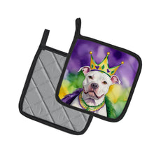 Load image into Gallery viewer, Pit Bull Terrier King of Mardi Gras Pot Holders - Set of 2 Decorative Kitchen Helpers | Made in the USA