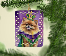 Load image into Gallery viewer, Pomeranian King of Mardi Gras Porcelain Ornament