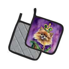 Load image into Gallery viewer, Pomeranian King of Mardi Gras Pot Holders - Set of 2 Decorative Kitchen Helpers | Made in the USA