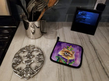 Load image into Gallery viewer, Pomeranian King of Mardi Gras Pot Holders - Set of 2 Decorative Kitchen Helpers | Made in the USA