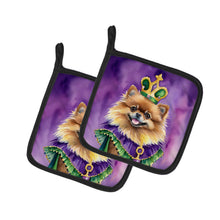 Load image into Gallery viewer, Pomeranian King of Mardi Gras Pot Holders - Set of 2 Decorative Kitchen Helpers | Made in the USA