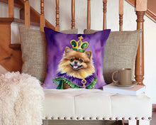 Load image into Gallery viewer, Pomeranian King of Mardi Gras Throw Pillow - 14x14 Decorative Pillow – Art for Your Home &amp; Patio