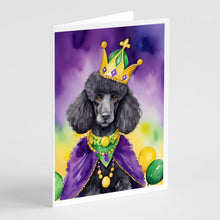 Load image into Gallery viewer, Black Poodle King of Mardi Gras Greeting Cards - Blank Note Cards – 8-Pack of Artist-Designed Cards with Envelopes