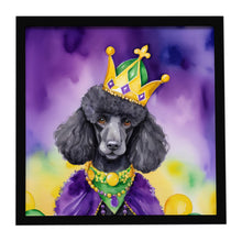 Load image into Gallery viewer, Black Poodle King of Mardi Gras Framed Metal Print