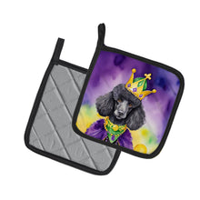 Load image into Gallery viewer, Black Poodle King of Mardi Gras Pot Holders - Set of 2 Decorative Kitchen Helpers | Made in the USA