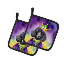 Load image into Gallery viewer, Black Poodle King of Mardi Gras Pot Holders - Set of 2 Decorative Kitchen Helpers | Made in the USA