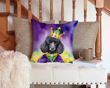 Load image into Gallery viewer, Black Poodle King of Mardi Gras Throw Pillow - 14x14 Decorative Pillow – Art for Your Home &amp; Patio