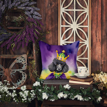 Load image into Gallery viewer, Black Poodle King of Mardi Gras Throw Pillow - 14x14 Decorative Pillow – Art for Your Home &amp; Patio