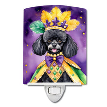 Load image into Gallery viewer, Black Poodle King of Mardi Gras Ceramic Night Light