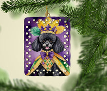 Load image into Gallery viewer, Black Poodle King of Mardi Gras Porcelain Ornament