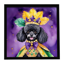 Load image into Gallery viewer, Black Poodle King of Mardi Gras Framed Metal Print